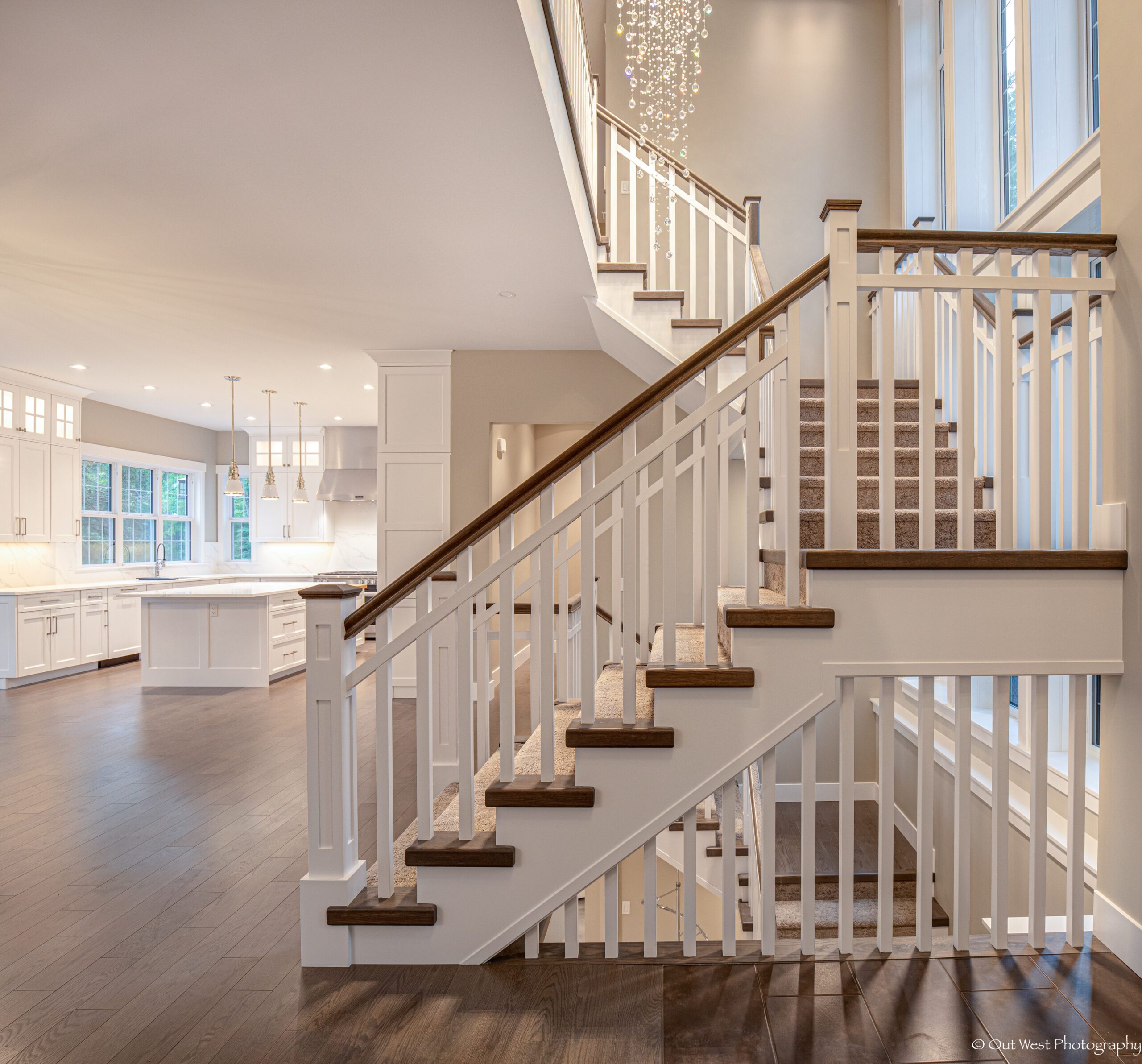 Custom made luxury staircase image by Out West Photography.